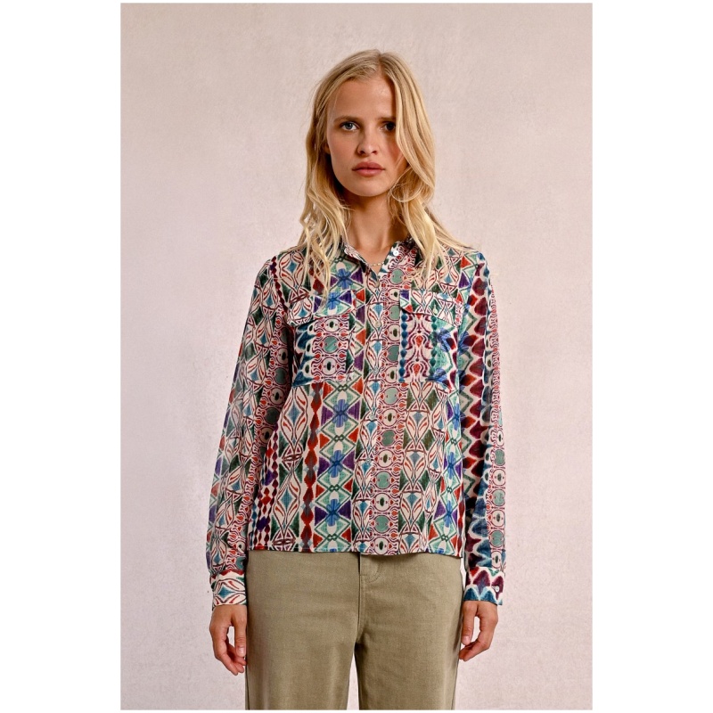 MOLLY BRACKEN Printed shirt, flap pockets
